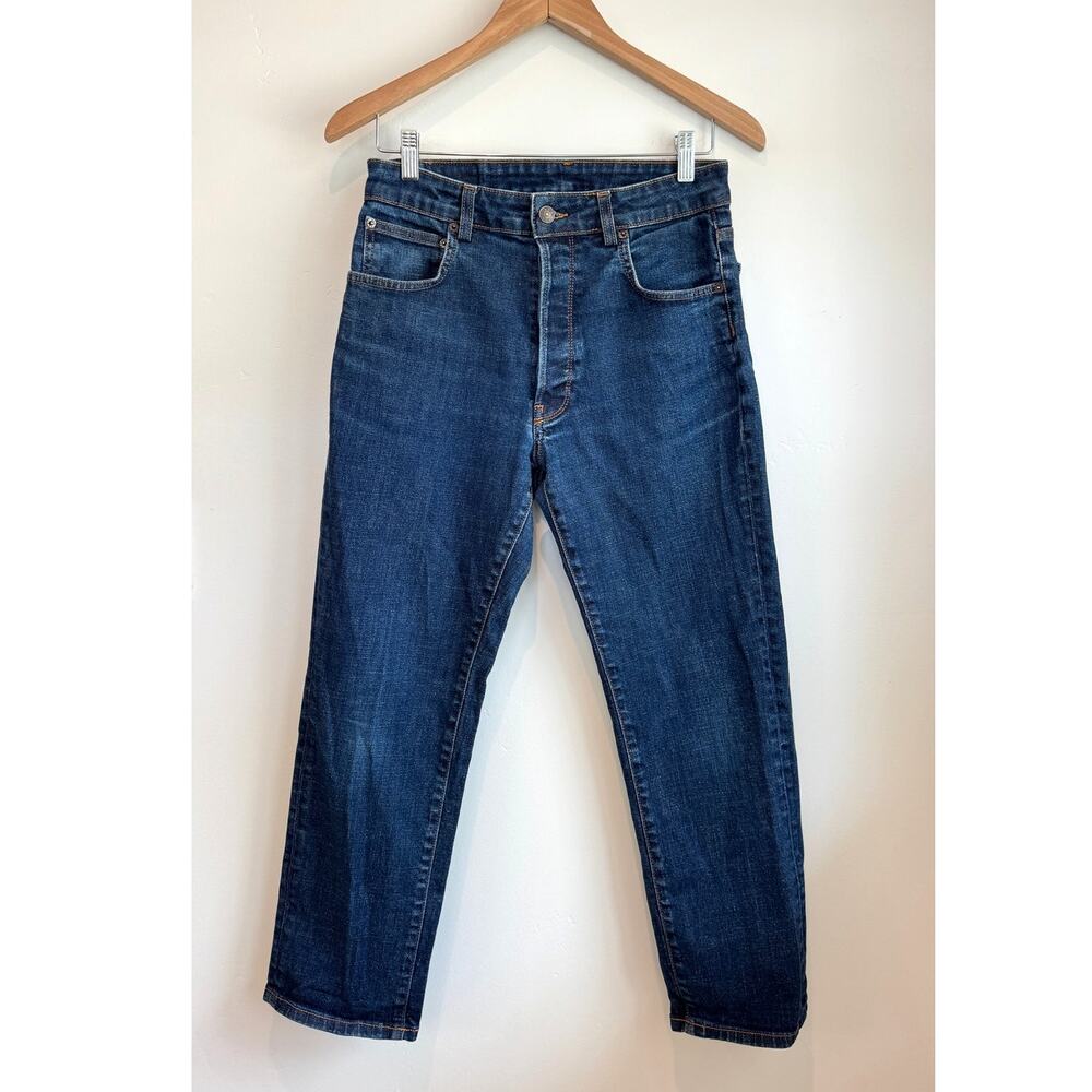6397 Shorty Cropped Straight Leg Jeans Dark Rinse Wash Size 27